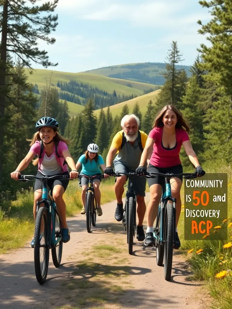 A group of cyclists of varying ages and abilities participating in a guided tour through the Vallée Verte, showcasing the club's commitment to accessible sports activities and territory discovery.