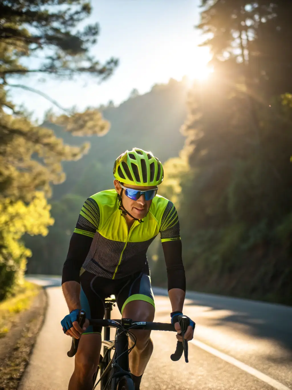A cyclist riding confidently on a well-maintained bike path, symbolizing the safety and accessibility promoted by the club.